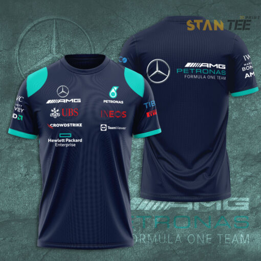 Mercedes AMG Petronas F1 Team 3D T Shirt S2 Navy