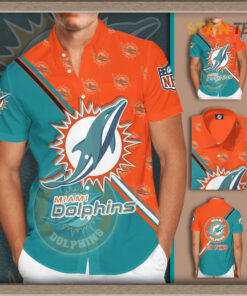 Miami Dolphins 3D Short Sleeve Dress Shirt 01