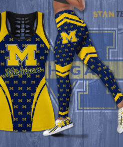 Michigan Wolverines Hollow Tank Top Leggings 01