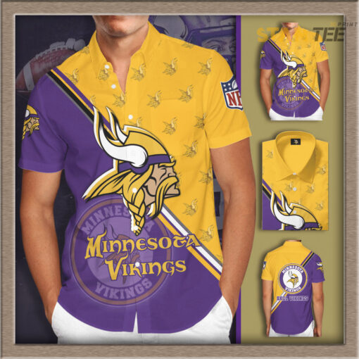 Minnesota Vikings 3D Short Sleeve Dress Shirt 01