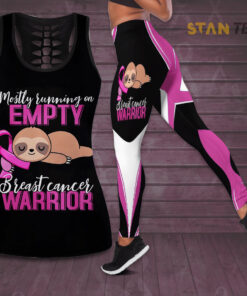 Mostly Running On Empty Breast Cancer Warrior Breast Cancer Awareness 3D Hollow Tank Top Leggings