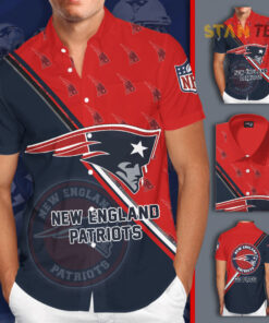 New England Patriota 3D Short Sleeve Dress Shirt 01