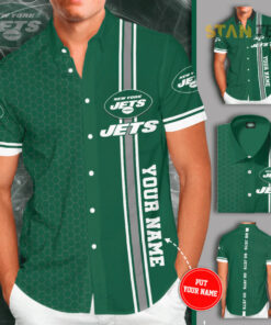 New York Jets 3D Short Sleeve Dress Shirt 01