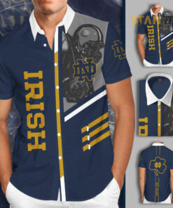 Notre Dame Fighting Irish 3D Short Sleeve Dress Shirt 01