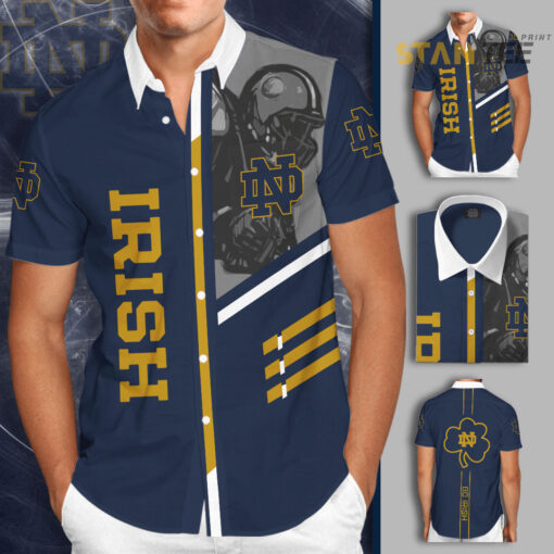 Notre Dame Fighting Irish 3D Short Sleeve Dress Shirt 01