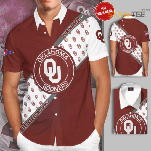 Oklahoma Sooners 3D Short Sleeve Dress Shirt 01