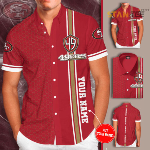 San Francisco 49ers 3D Short Sleeve Dress Shirt 01