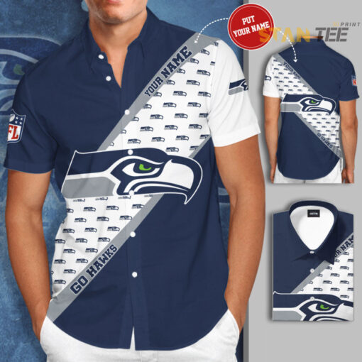 Seattle Seahawks 3D Short Sleeve Dress Shirt 01