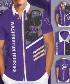 Washington Huskies 3D Short Sleeve Dress Shirt 01