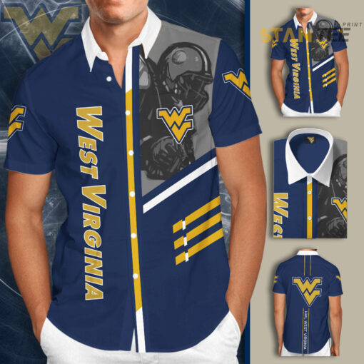 West Virginia Mountaineers 3D Short Sleeve Dress Shirt 01