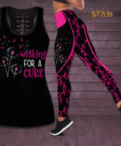 Wishing For A Cure Breast Cancer Awareness 3D Hollow Tank Top Leggings