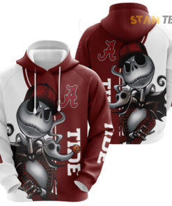 alabama crimson tide jack skellington and zero 3d hoodie