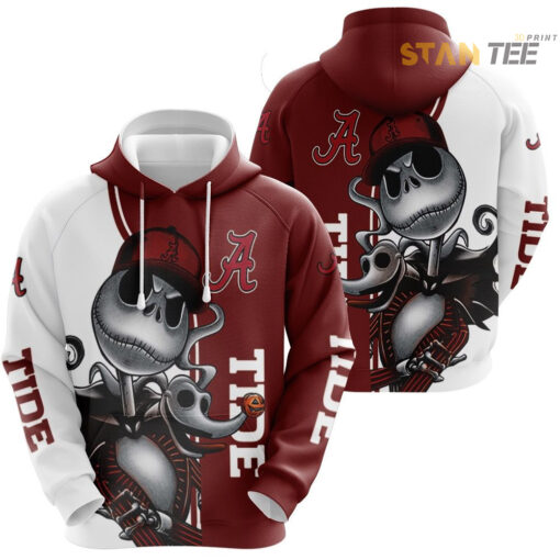 alabama crimson tide jack skellington and zero 3d hoodie