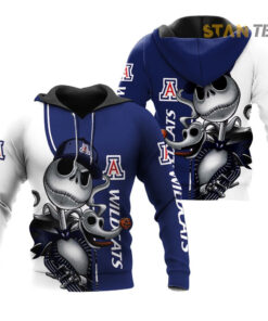 arizona wildcats jack skellington and zero 3d hoodie