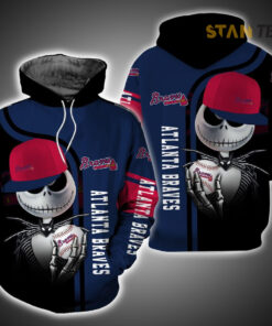 atlanta braves and jack skellington 3d hoodie