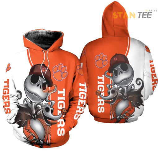 clemson tigers jack skellington and zero hoodie