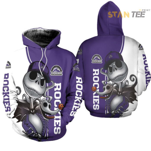 colorado rockies jack skellington and zero 3d hoodie