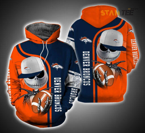 denver broncos and jack skellington 3d hoodie