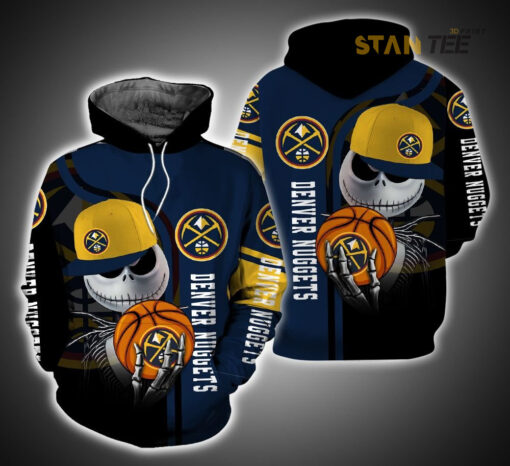 denver nuggets and jack skellington 3d hoodie