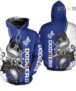 dodgers jack skellington and zero 3d hoodie