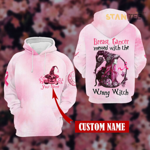 halloween breast cancer witch pumpkin breast cancer messed 3d hoodie