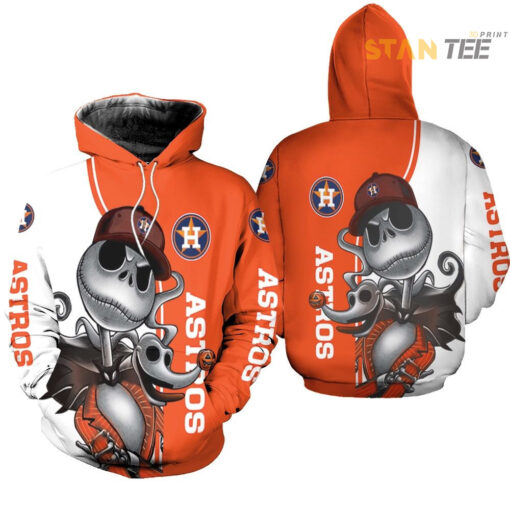 houston astros jack skellington and zero 3d hoodie