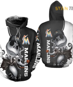 marlins jack skellington and zero 3d hoodie