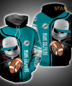 miami dolphins and jack skellington 3d hoodie