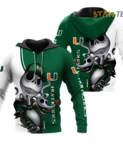 miami hurricanes jack skellington and zero 3d hoodie