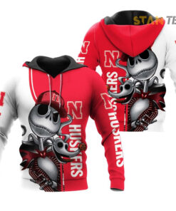 nebraska huskers jack skellington and zero 3d hoodie