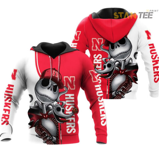 nebraska huskers jack skellington and zero 3d hoodie