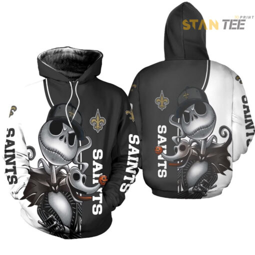 new orleans saints jack skellington and zero 3d hoodie