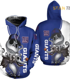 new york giants jack skellington and zero 3d hoodie