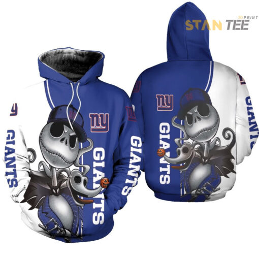 new york giants jack skellington and zero 3d hoodie