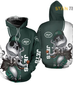 new york jets jack skellington and zero 3d hoodie