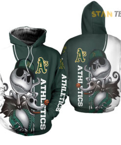 oakland athletics jack skellington and zero 3d hoodie