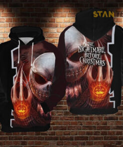 scary jack skellington black 3d hoodie