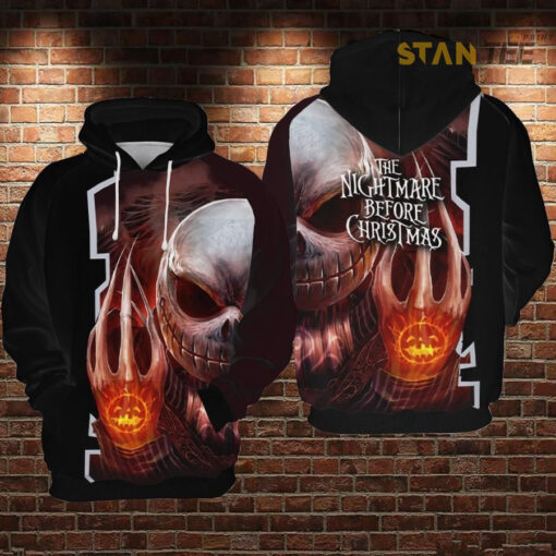 scary jack skellington black 3d hoodie