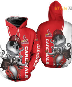 st louis cardinals jack skellington and zero 3d hoodie