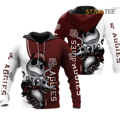 texas a m aggies jack skellington and zero 3d hoodie