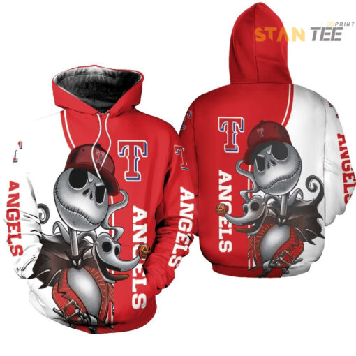 texas rangers jack skellington and zero 3d hoodie