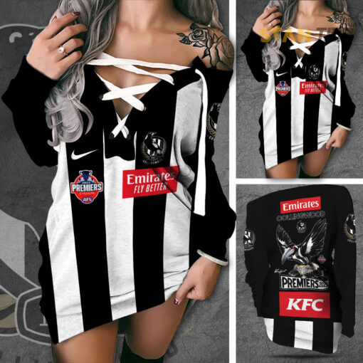 AFL Premiers Collingwood FC Bodycon Off Shoulder Dress STANTEE251023S2